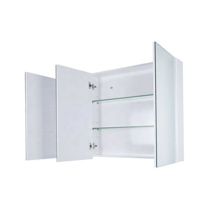 High Gloss White Bathroom Storage Mirror Cabinet 3-doors Bathroom